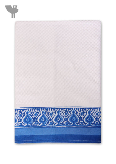 Handloom Cotton Hand Towel With Block Printed Border