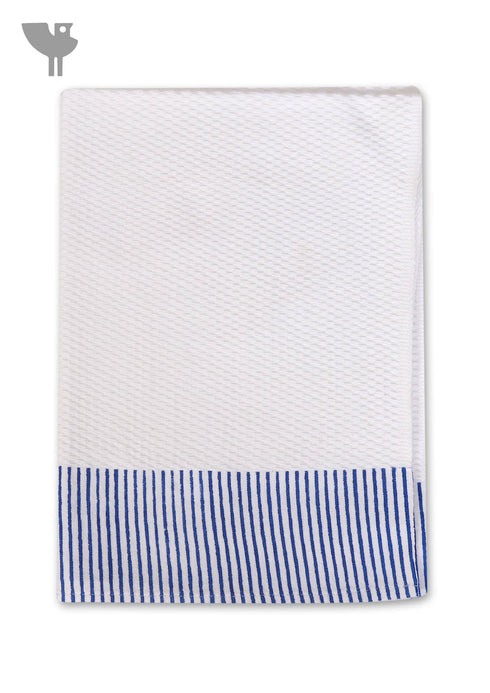 Handloom Cotton Hand Towel With Block Printed Stripes