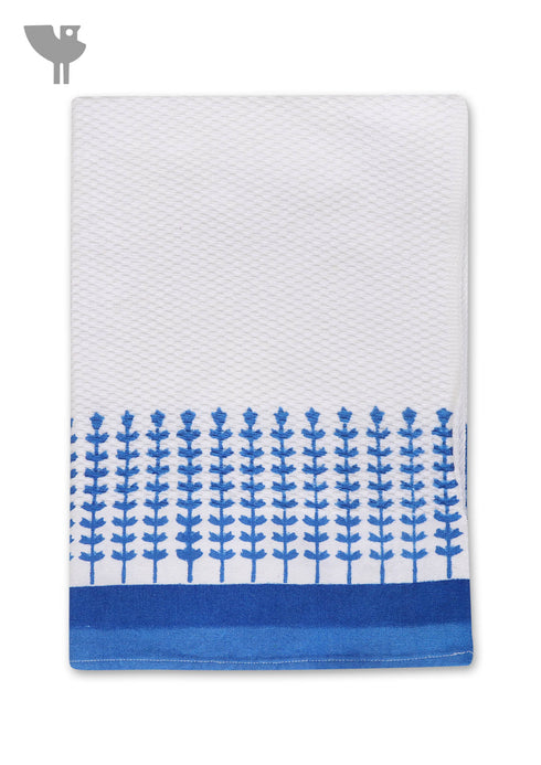 Handloom Cotton Hand Towel With Block Print Border