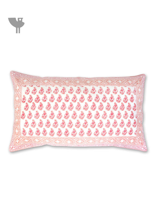 20s Cotton Cushion Cover in Floral Block Print