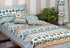 20s Cotton KING SIZE Bed Cover In Floral Block Print