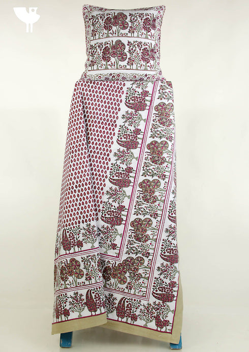 20s Cotton KING SIZE Bed Cover In Graphic Block Print