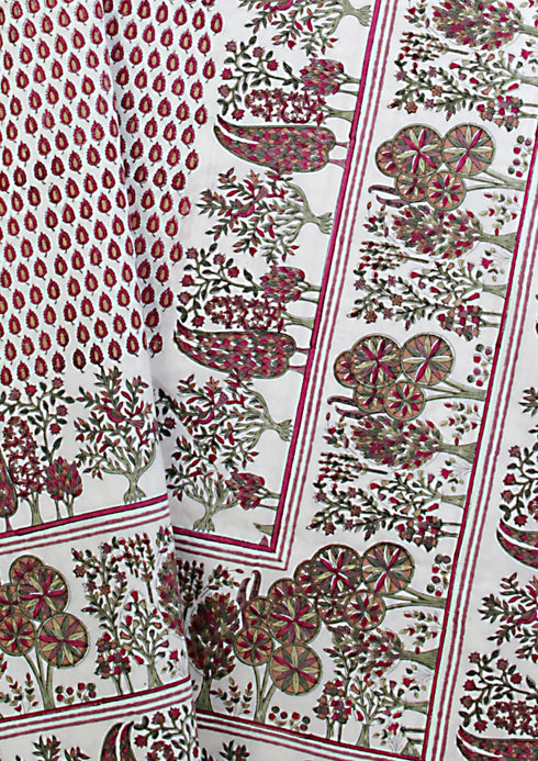 20s Cotton KING SIZE Bed Cover In Graphic Block Print