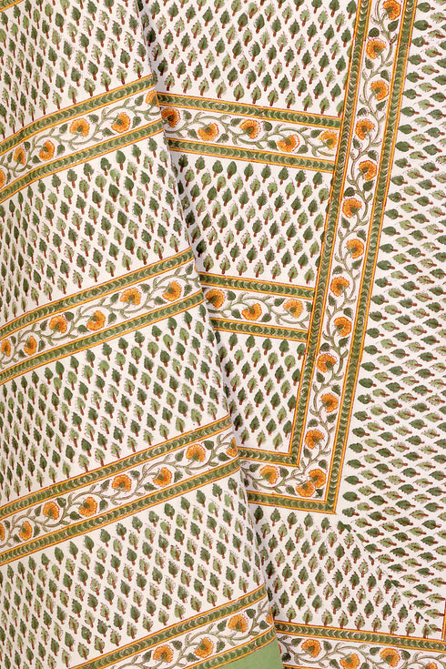 20s Cotton KING SIZE Bed Cover In Floral Block Print