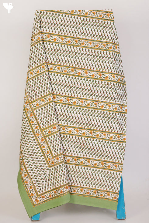 20s Cotton KING SIZE Bed Cover In Floral Block Print