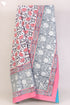 20s Cotton KING SIZE Bed Cover In Floral Block Print