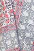 20s Cotton KING SIZE Bed Cover In Floral Block Print