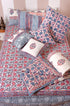 20s Cotton KING SIZE Bed Cover In Floral Block Print