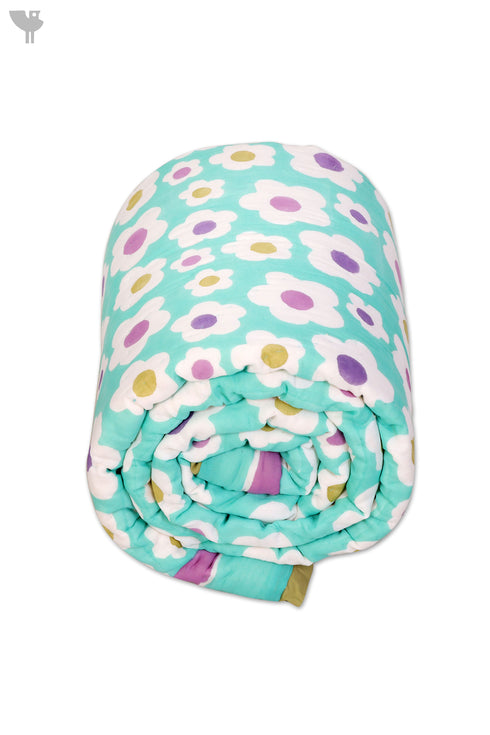 Mulmul Cotton Quilt In Graphic Block Print