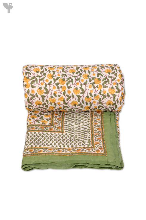 Mulmul Cotton Quilt in Floral Block Print