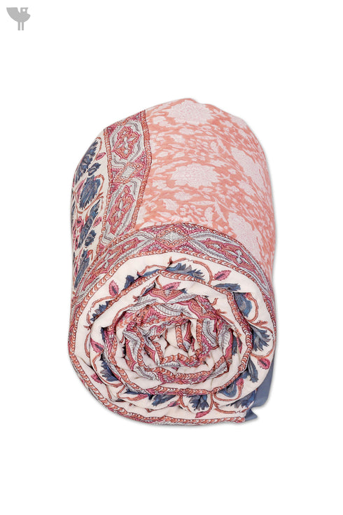 Mulmul Cotton Quilt in Floral Block Print
