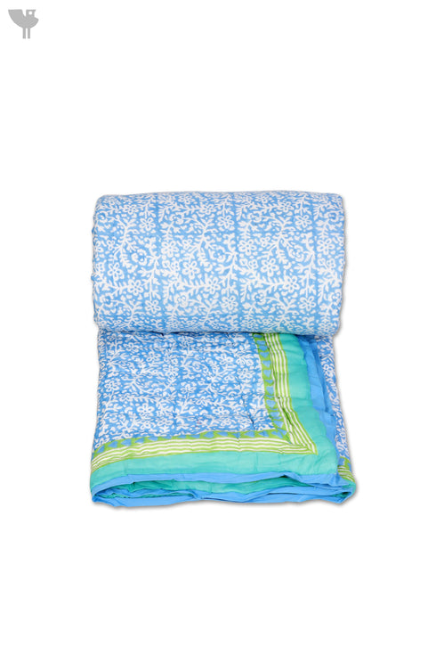 Mulmul Cotton Quilt in Floral Block Print