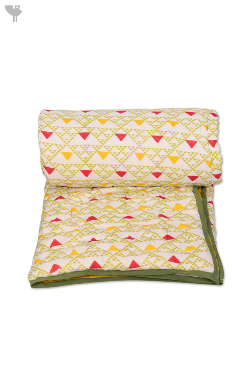 Mulmul Cotton Quilt In Graphic Block Print