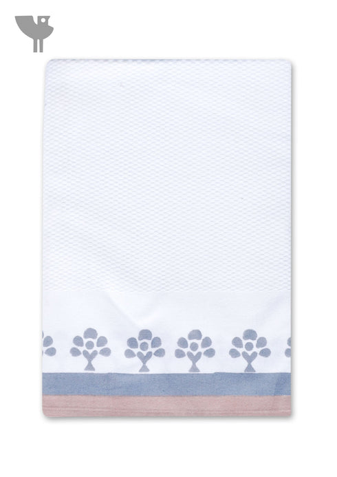 Handloom Cotton Bath Towel With Block Print Border