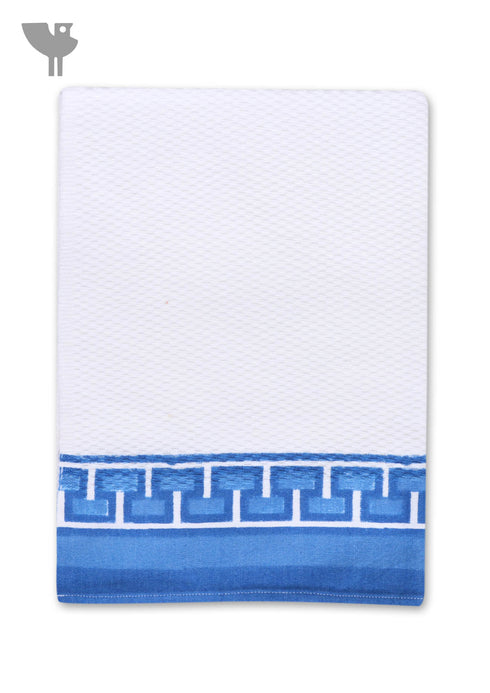 Handloom Cotton Hand Towel With Block Print Border