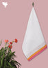 Handloom Cotton Hand Towel With Block Print Border