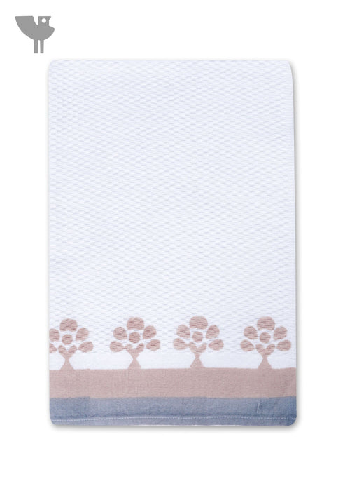 Handloom Cotton Hand Towel With Block Print Border
