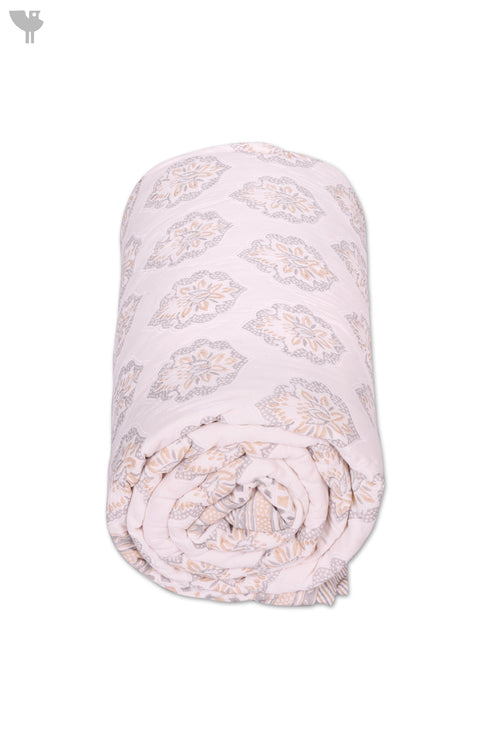 Mulmul Cotton Quilt In Graphic Block Print