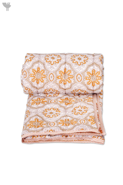 Mulmul Cotton Quilt in Floral Block Print