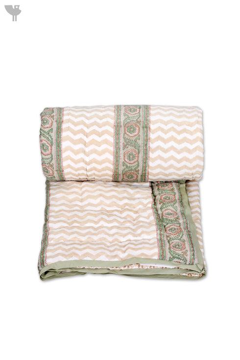 Mulmul Cotton Quilt in Floral Block Print