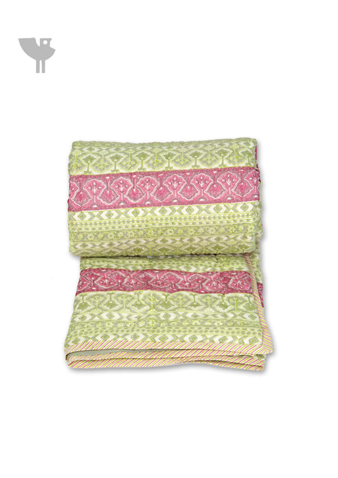 Mulmul Cotton Quilt in Floral Block Print