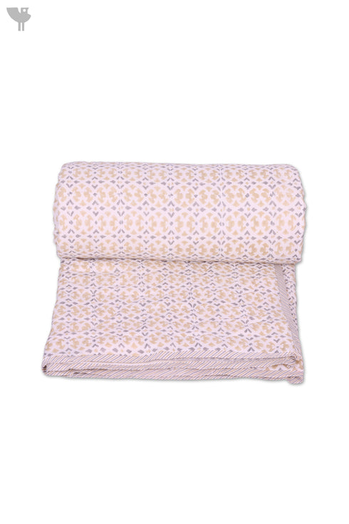 Mulmul Cotton Quilt In Graphic Block Print