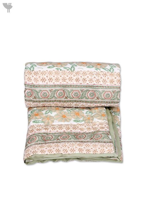 Mulmul Cotton Quilt in Floral Block Print