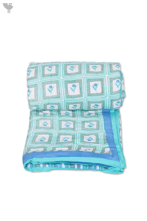 Mulmul Cotton Quilt in Floral Block Print