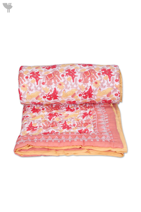 Mulmul Cotton Quilt Floral Block Print