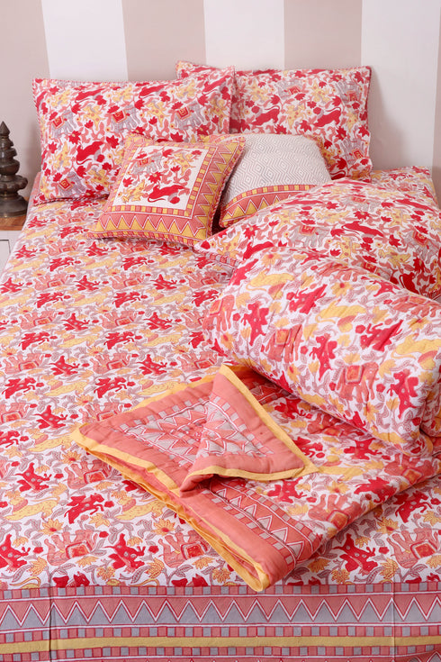 Mulmul Cotton Quilt Floral Block Print