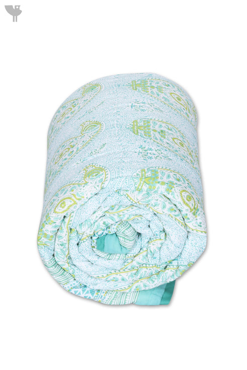 Mulmul Cotton Quilt Floral Block Print