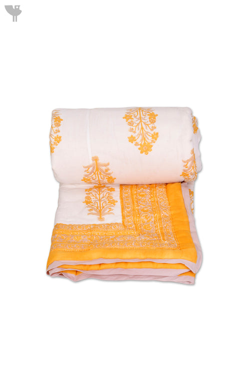 Mulmul Cotton Quilt in Floral Block Print