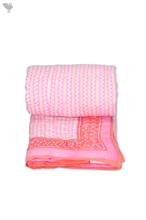 Mulmul Cotton Quilt In Graphic Block Print