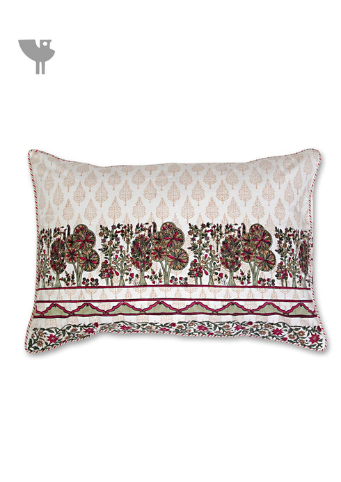 40s Cotton Pillow Cover in Floral Block Print