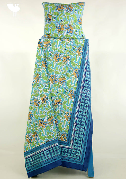 20s Cotton Bed Cover in Floral Block Print