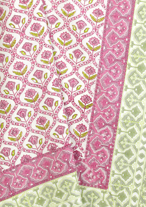 20s Cotton Bed Cover In Geometric Block Print