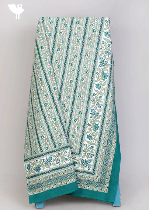 20s Cotton Bed Cover In Emerald Green Floral Print