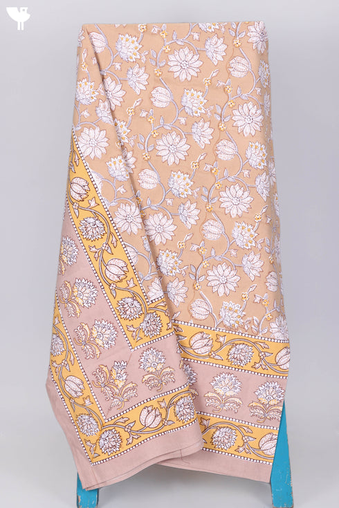 20s Cotton Bedcover In Floral Block Print