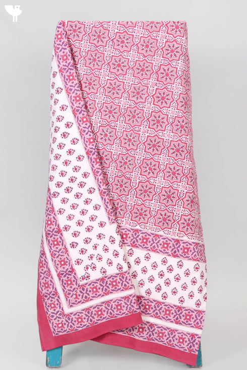 20s Cotton Bed Cover In Geometric Block Print