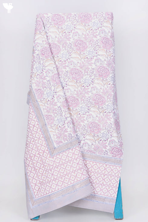 20s Cotton Bed Cover in Floral Block Print