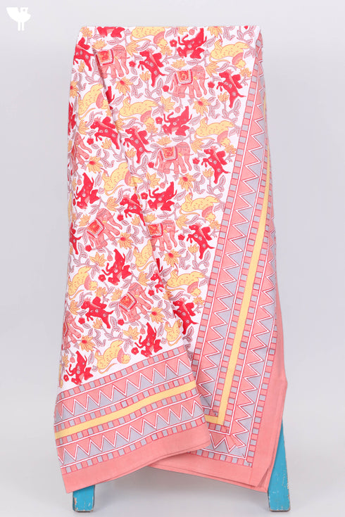 20s Cotton Bed Cover in Floral Block Print