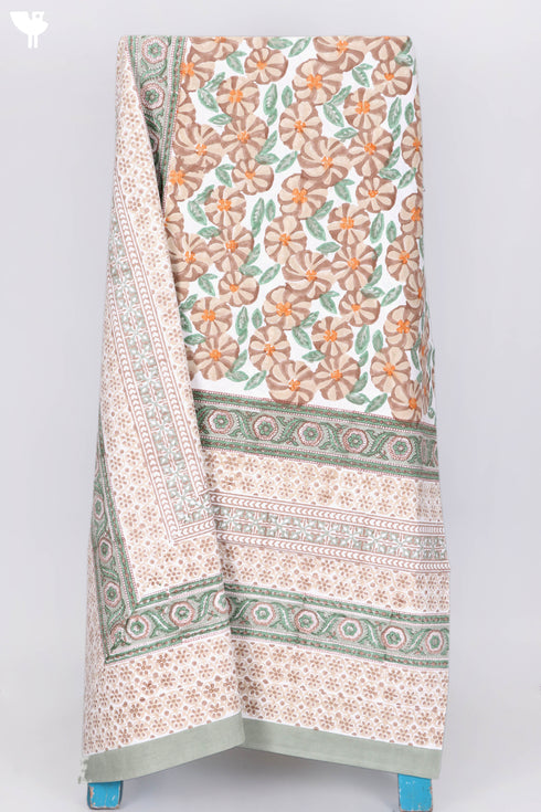 20s Cotton Bed Cover in Floral Block Print