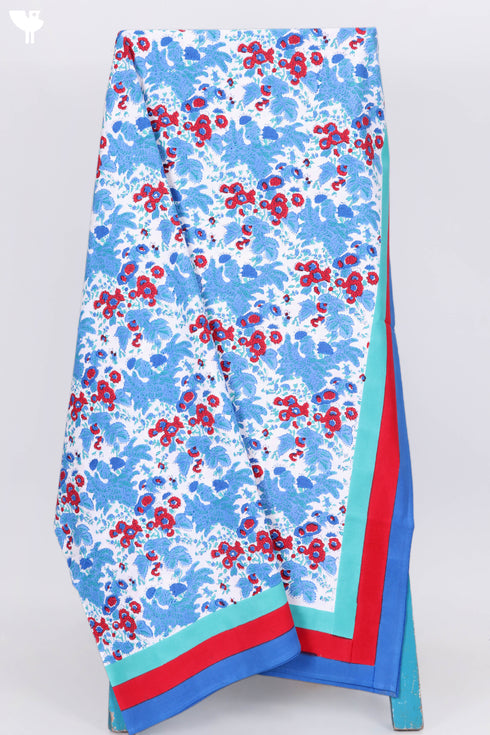 20s Cotton Bed Cover in Floral Block Print