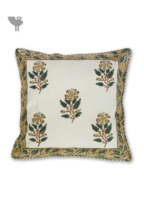 20s Cotton Cushion Cover in Floral Block Print
