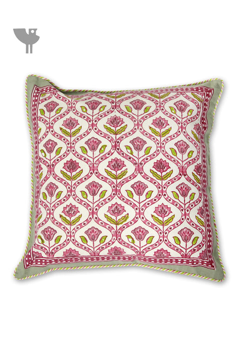 20s Cotton Cushion Cover In Geometric Block Print