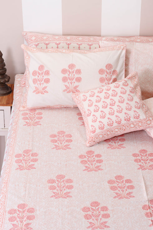 20s Cotton Cushion Cover in Floral Block Print