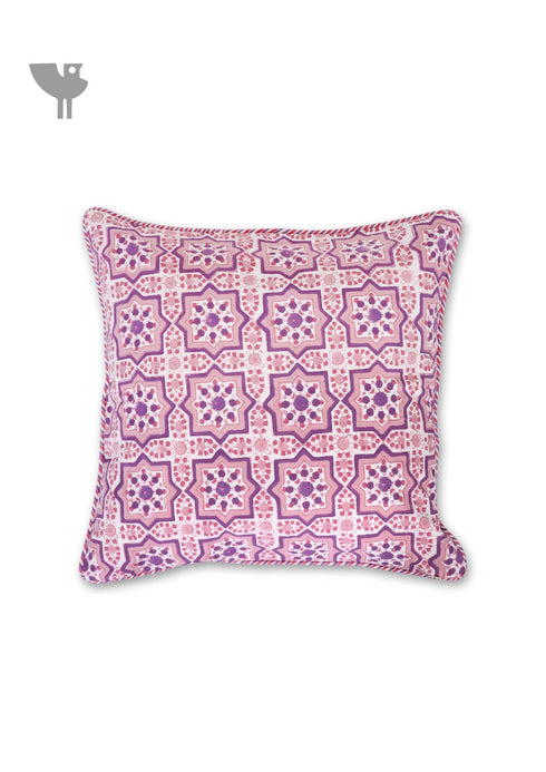 20s Cotton Cushion Cover in Floral Block Print