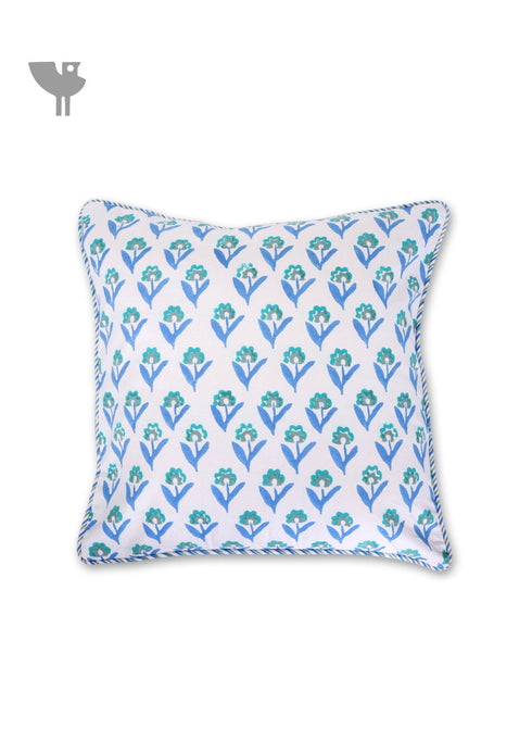 20s Cotton Cushion Cover in Floral Block Print