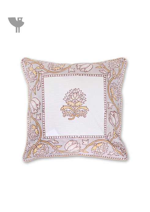 20s Cotton Cushion Cover in Floral Block Print