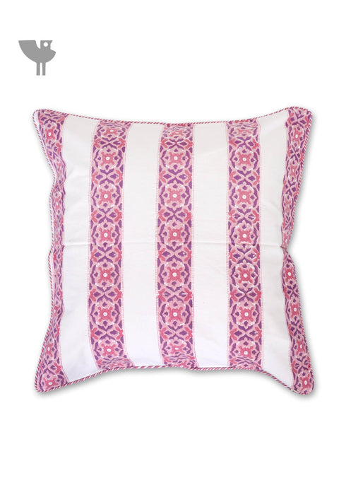 20s Cotton Cushion Cover in Floral Block Print